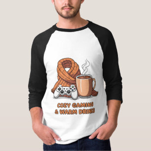 Cosy Gaming Warm Drinks Retro Gamer Autumn T-Shirt