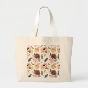 Cosy Garden Flower Illustration Jumbo Tote