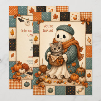 Cosy Ghost Kids Halloween Craft Party Invitation