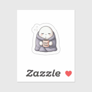  Cosy Ghost Mode Sticker – Cute Cartoon Ghost with