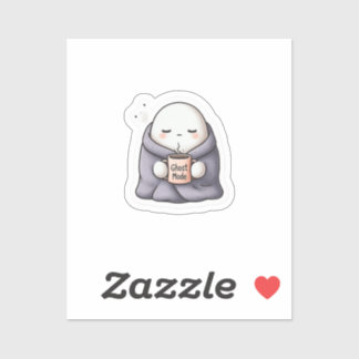 Cosy Ghost Mode Sticker – Cute Cartoon Ghost with