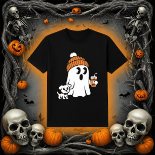 Cosy Ghost & Puppy   Fall Beanie & Coffee T-Shirt