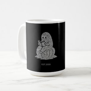 Cosy Ghost Reading on Pumpkin Hoodie Coffee Mug