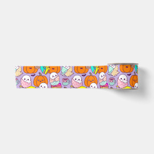 Cosy Ghosts and Books Satin Ribbon