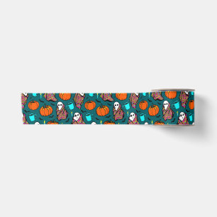 Cosy Ghosts and Pumpkins Satin Ribbon