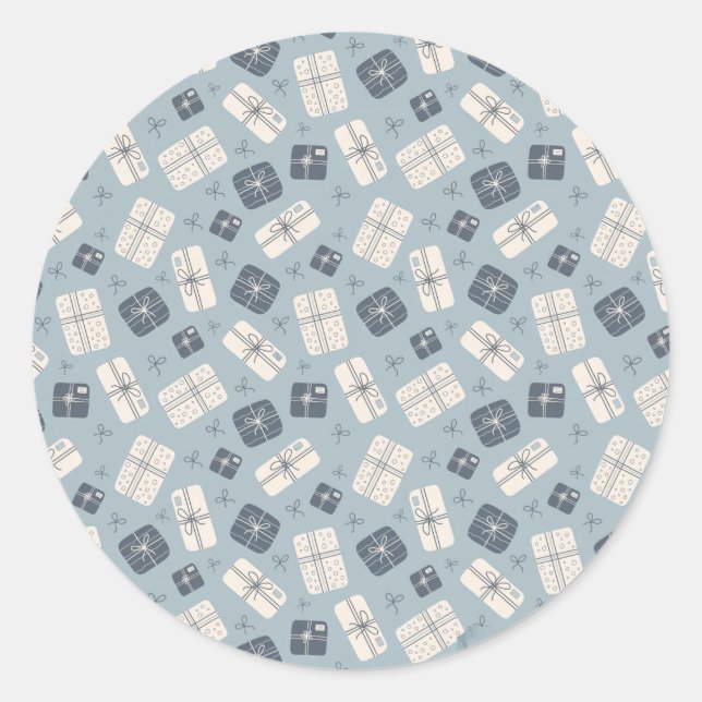 Cosy Gift Boxes Seamless Vector Pattern Classic Round Sticker (Front)
