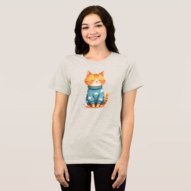 Cosy Ginger Cat in a Cloud Sweater (Front Full)