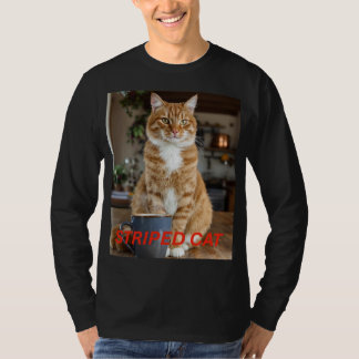 Cosy Ginger Tabby Cat & Coffee | Basic Long Sleeve T-Shirt