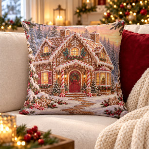 Cosy Gingerbread Cottage Christmas Wonderland Cushion