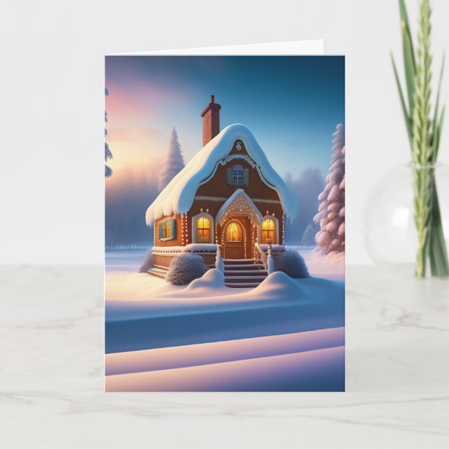 Cosy Gingerbread House  Holiday Card (Front)