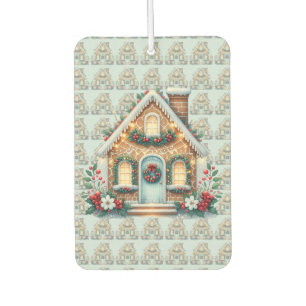 Cosy Gingerbread House Holiday Illustration Car Air Freshener