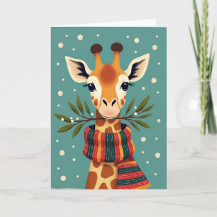 Cosy Giraffe Christmas Card