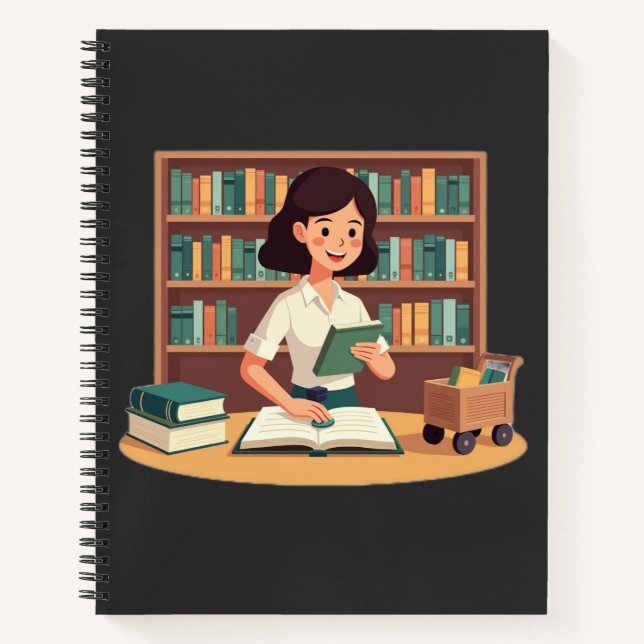 Cosy Girl Reading Bookshelf Notebook (Front)