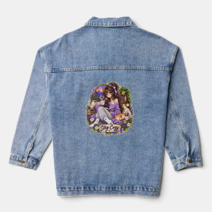 Cosy Girl Reading Cat Book Lover Sweatshirt Denim Jacket