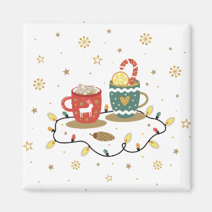 Cosy Gold Christmas Coffee Cocoa Magnet