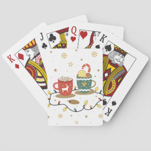 Cosy Gold Christmas Coffee Cocoa Playing Cards