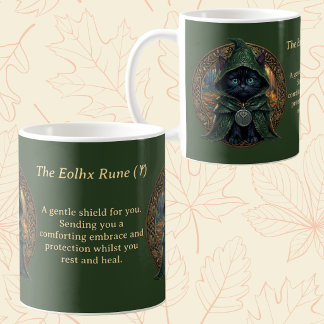Cosy Gothic Black Cat Eolhx Rune Get Well Coffee Mug