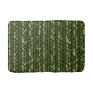 Cosy Green Braided Stripes Bath Mat