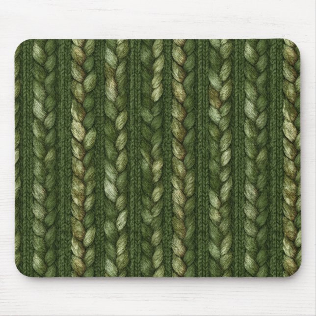 Cosy Green Braided Stripes Mouse Pad (Front)