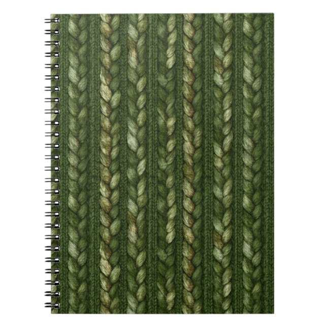 Cosy Green Braided Stripes   Notebook (Front)