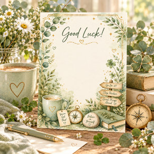 Cosy Green Good Luck Encouragement Cottagecore Thank You Card
