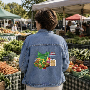 Cosy Green Pastry Chef Dragon Kitchen Bakery Denim Jacket