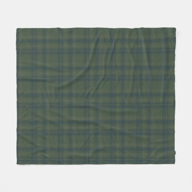 Cosy Green Plaid Fleece Blanket | Rustic Tartan (Front (Horizontal))