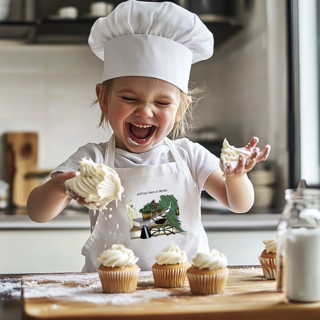 Cosy Green Whimsical Sleeping Dragon Book Lover Kids Apron (Creator Uploaded)