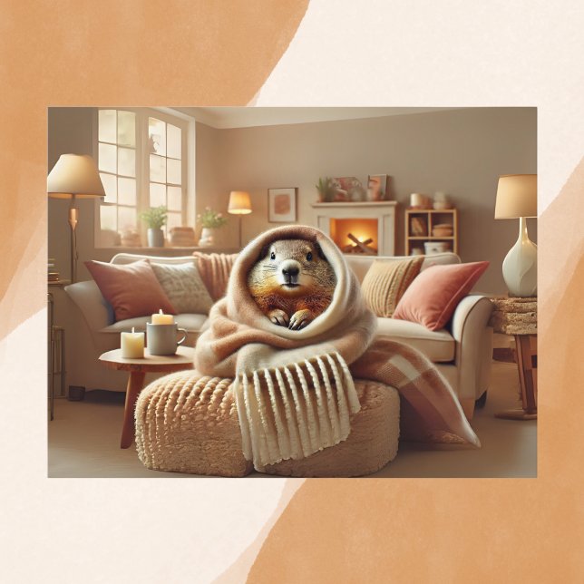 Cosy Groundhog Winter Warmth Postcard (Creator Uploaded)