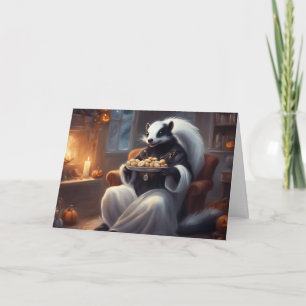 Cosy Halloween at Mr. Skunks house greeting Card