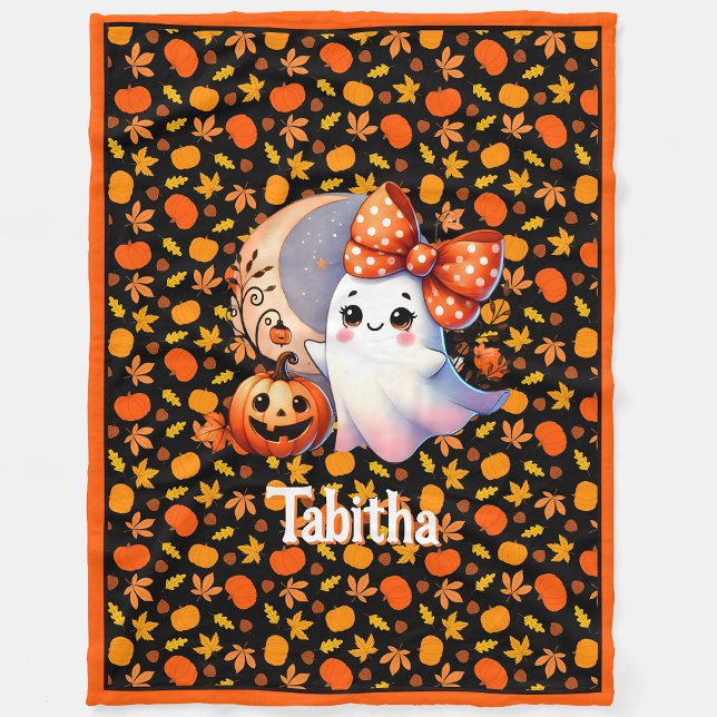 Cosy Halloween Baby Blanket Add Name Cute Ghost B (Creator Uploaded)