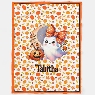 Cosy Halloween Baby Blanket Add Name Cute Ghost B