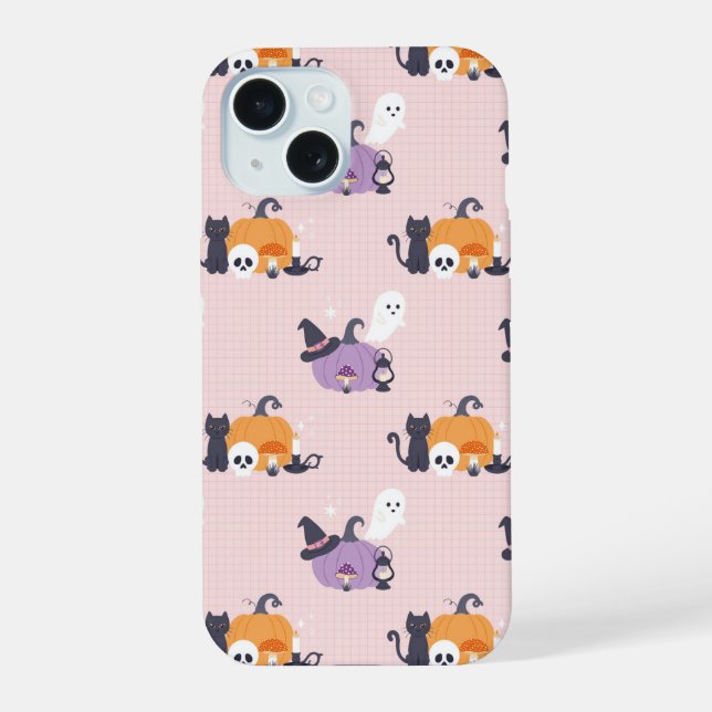 Cosy Halloween Charm iPhone 15 Case (Back)