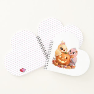 Cosy Halloween Little Birds Smiling Pumpkin Notebook