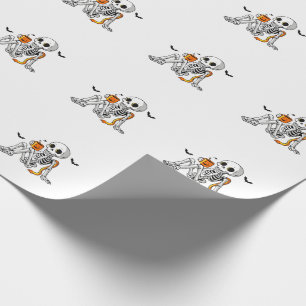 Cosy Halloween Skeleton with Coffee & Bats Mug / S Wrapping Paper