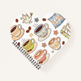 Cosy Hand-Drawn Coffee & Folk Art Doodle Set Notebook