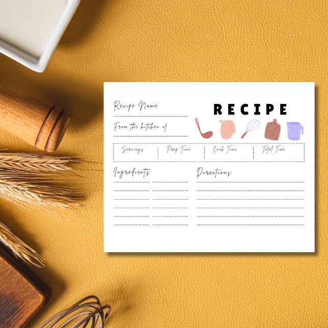 Cosy hand-drawn kitchen essentials recipe card (Creator Uploaded)