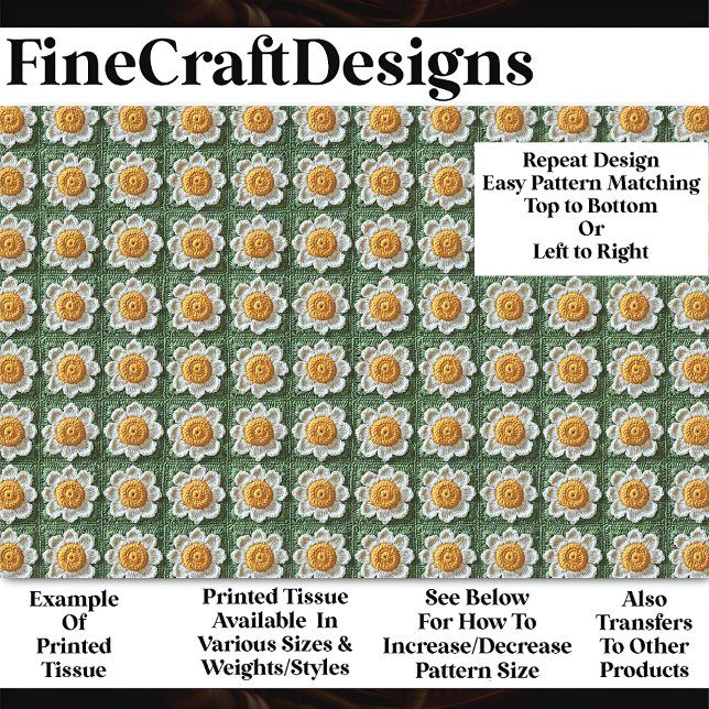 Cosy Handmade Crochet Daisy Pattern BN9 Decoupage Tissue Paper (Creator Uploaded)