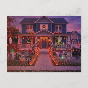 Cosy Haunted House Dusk Scene Halloween Greeting Postcard