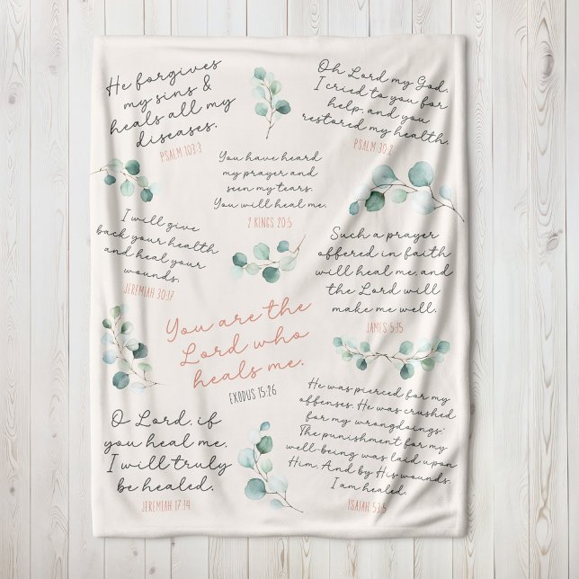 Cosy Healing Scriptures Prayer I Christian Gift I Sherpa Blanket (Healing Scriptures Bible Verse sherpa blanket gift, a tangible expression of God's Love & Power)