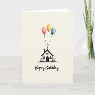 Cosy Heart Home Birthday Card