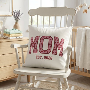 Cosy Heart Mum Est Year Varsity Home Design Cushion
