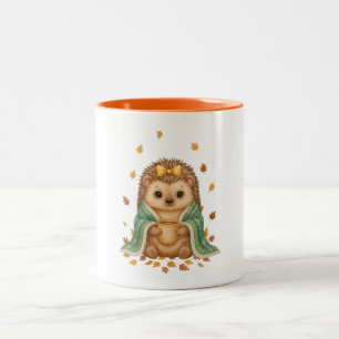 Cosy Hedgehog Fall   Autumn Hedgehog with Scarf &  Two-Tone Coffee Mug