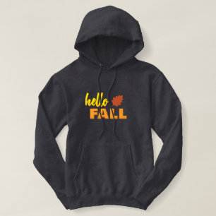 Cosy "Hello Fall" Colourful Lettering Grey Hoodie