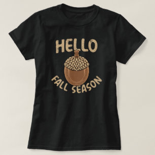 Cosy Hello Fall Season Acorn T-Shirt