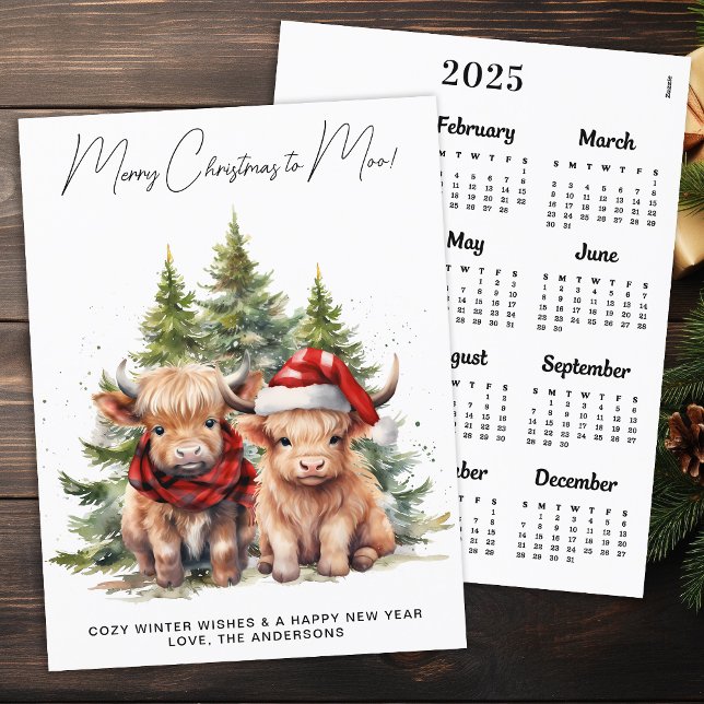 Cosy Highland Cow 2025 Calendar Christmas Card (Creator Uploaded)