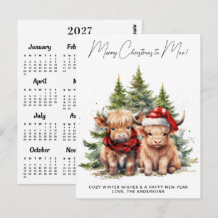 Cosy Highland Cow 2027 Calendar Christmas Card