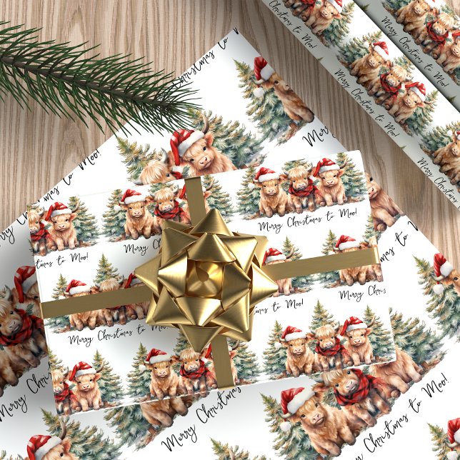 Cosy Highland Cow Farm Animal Merry Christmas Wrapping Paper (Creator Uploaded)