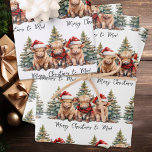 Cosy Highland Cow Farm Animal Merry Christmas Wrapping Paper Sheet<br><div class="desc">Wrap your gifts in a delightful touch of the countryside with our Highland Cow Christmas Wrapping Paper. This festive paper brings a whimsical charm to your holiday celebrations, perfect for those who adore farm animal themes and farmhouse aesthetics. Features Charming Design: Featuring a majestic highland cow and three adorable calves,...</div>