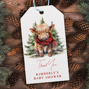 Cosy Highland Cow Farm Animals Winter Baby Shower Gift Tags